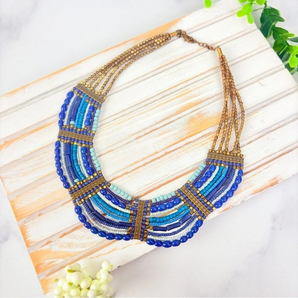 Nakamol Blue and Gold Multistrand Necklace